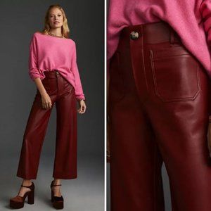 NWT Anthropologie The Colette Cropped Wide-Leg Faux Leather Pants | 25